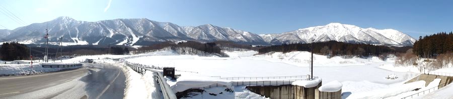 冬の上大沢ダムのパノラマ写真(H23年2月23日撮影)
