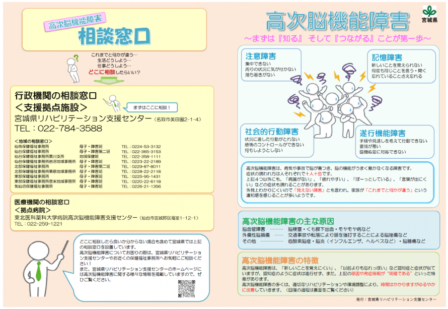 啓発パンフレット1.「高次脳機能障害～まずは『知る』そして『つながる』ことが第一歩」