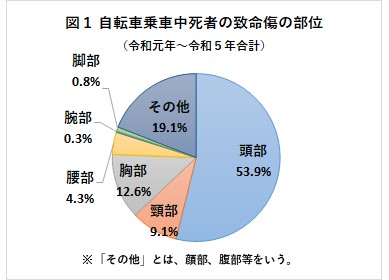 自転車乗車中死者の致命傷の部位