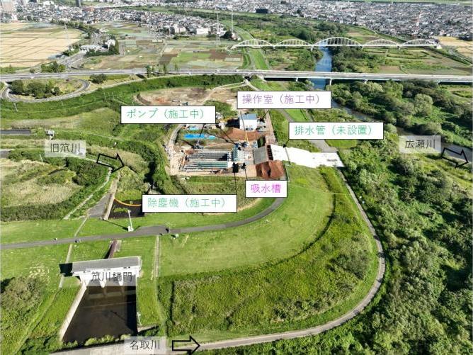 R7.9月末_旧笊川排水機場_施工状況1